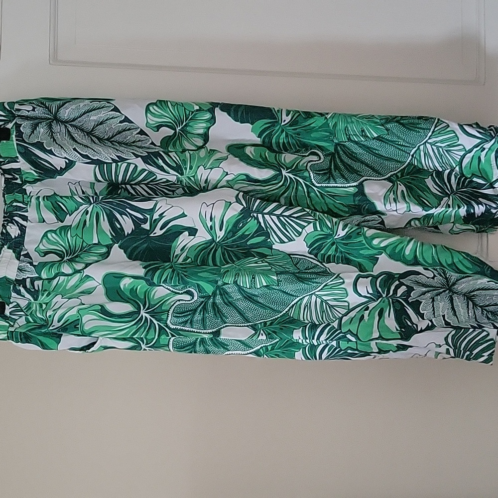Jane + Delancy Green Leaf Print Women's Wide Leg Pants In Size Large - Picture 2 of 5
